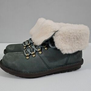 Born Blaine Shearling Ankle Boot Waterproof Shoe Turquoise Leather Size 6